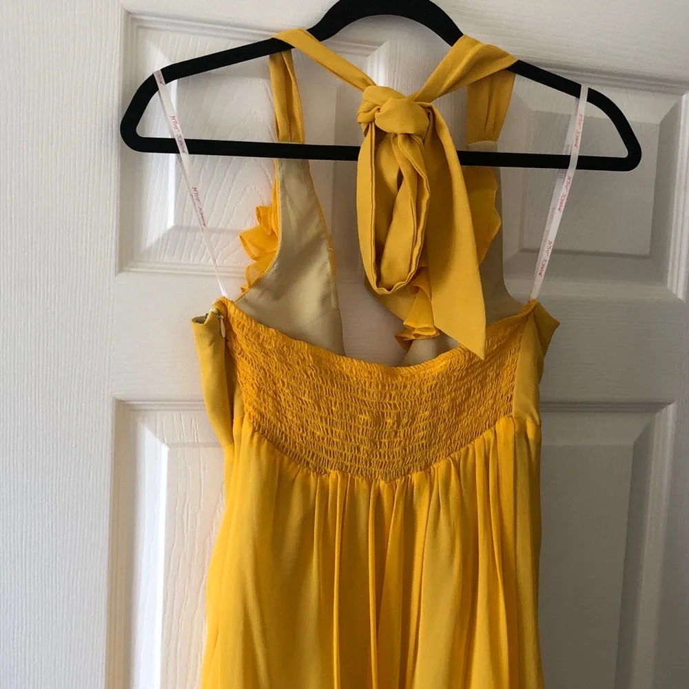 Betsey Johnson bright yellow halter dress. - Picture 4 of 12
